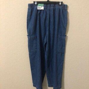 Basic Editions Jeans Elastic Waist Wide Leg Denim